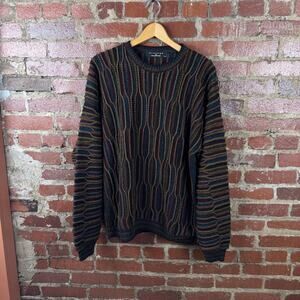Vintage Protege Sweater Mens Large Multicolor 3D Knit Crewneck Pullover USA 90s